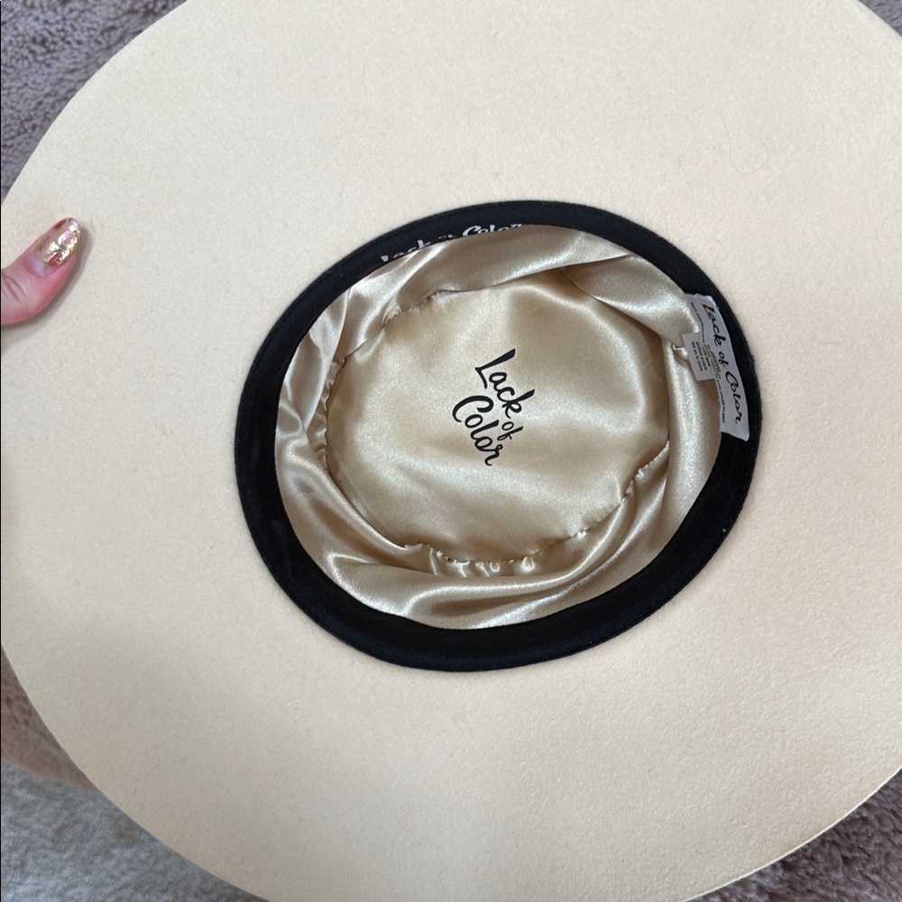 Lack Of Color Cream Wide-Brim Hat with Gold Sea Charm Trim - Picture 4 of 7